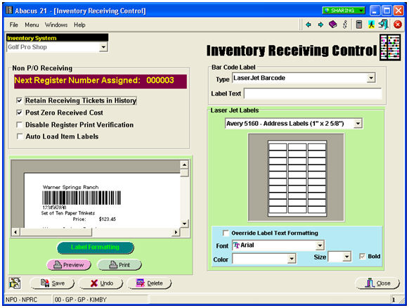 Bar Code Labels